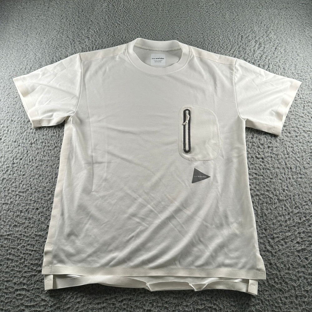and wander Shirt Mens 4 White Short Sleeve Zip Pocket‎ Hiking Technical Tee